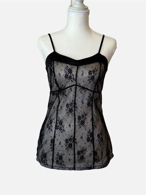 Express Y2K Fairy Coquette Corset-style Black Floral Lace Camisole Top Small